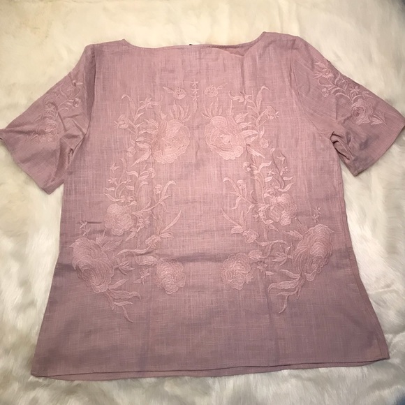 Faith + Zoe Barela Embroidered Linen Blend Top - Picture 7 of 8
